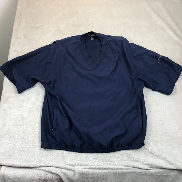 FootJoy Mens Windbreaker Jacket Large Short Sleeve V-Neck Pullover Golf Navy - Picture 9 of 10